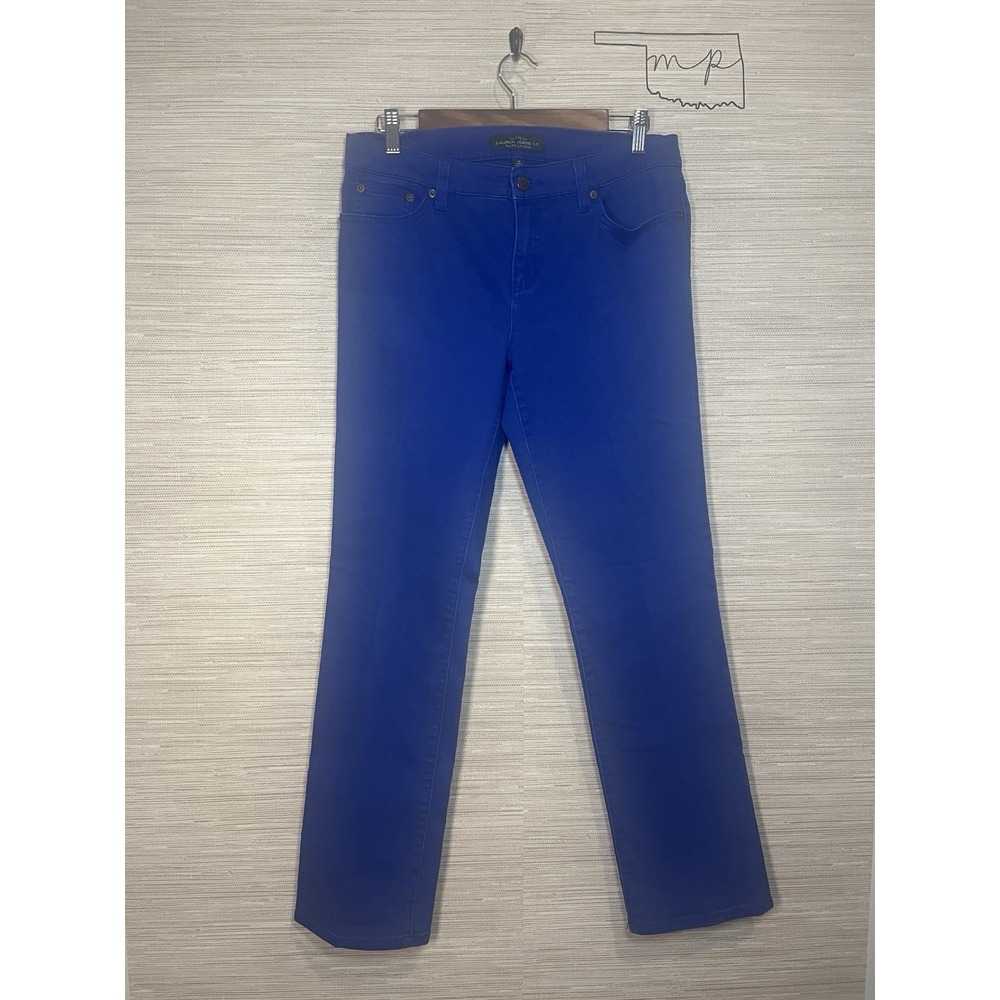 Lauren Ralph Lauren Pants Womens 10 Bright Blue Mid Rise Straight Stretch Jeans - Picture 2 of 7